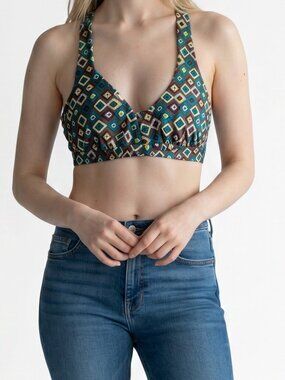 Athleta Geometric Print Padded Underwire Bikini / Swim Top